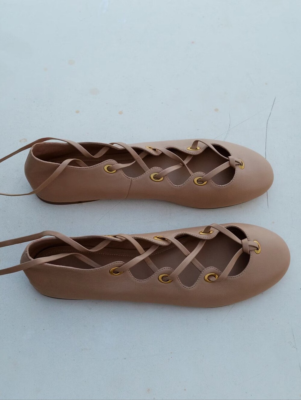 MANGO Leather Ballet Flats